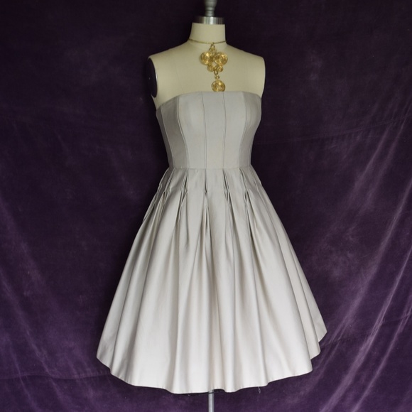 Calvin Kline Khaki full skirt pleated party dress - Picture 2 of 8